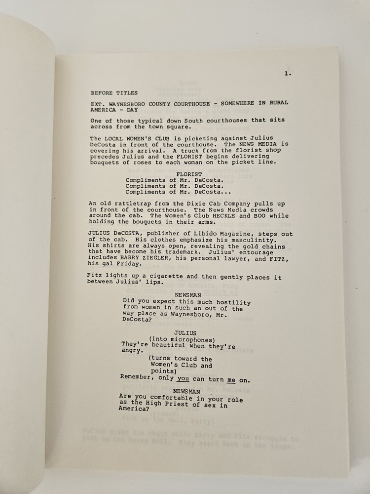 Sleazeball Rare Unproduced Joel Silver Film Script