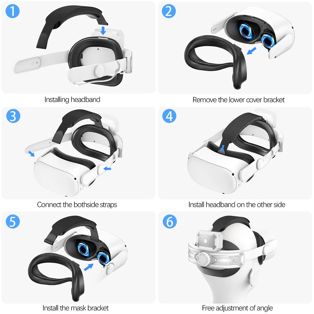 Elite Head Strap with Battery for Meta Quest 2 Adjustable VR Headset Accessory