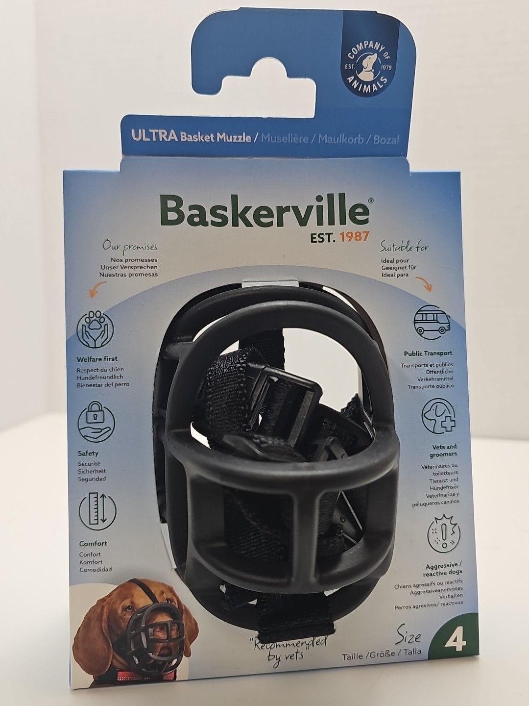 BASKERVILLE | Ulta Dog Rubber Muzzle | Black | Size 4/Medium | Adjustable-(021)