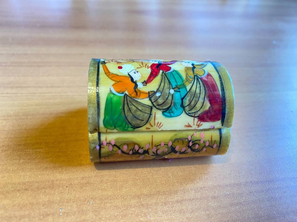 Сasket. Bone. Hand painted. Lacquer. Vintage. Middle East.