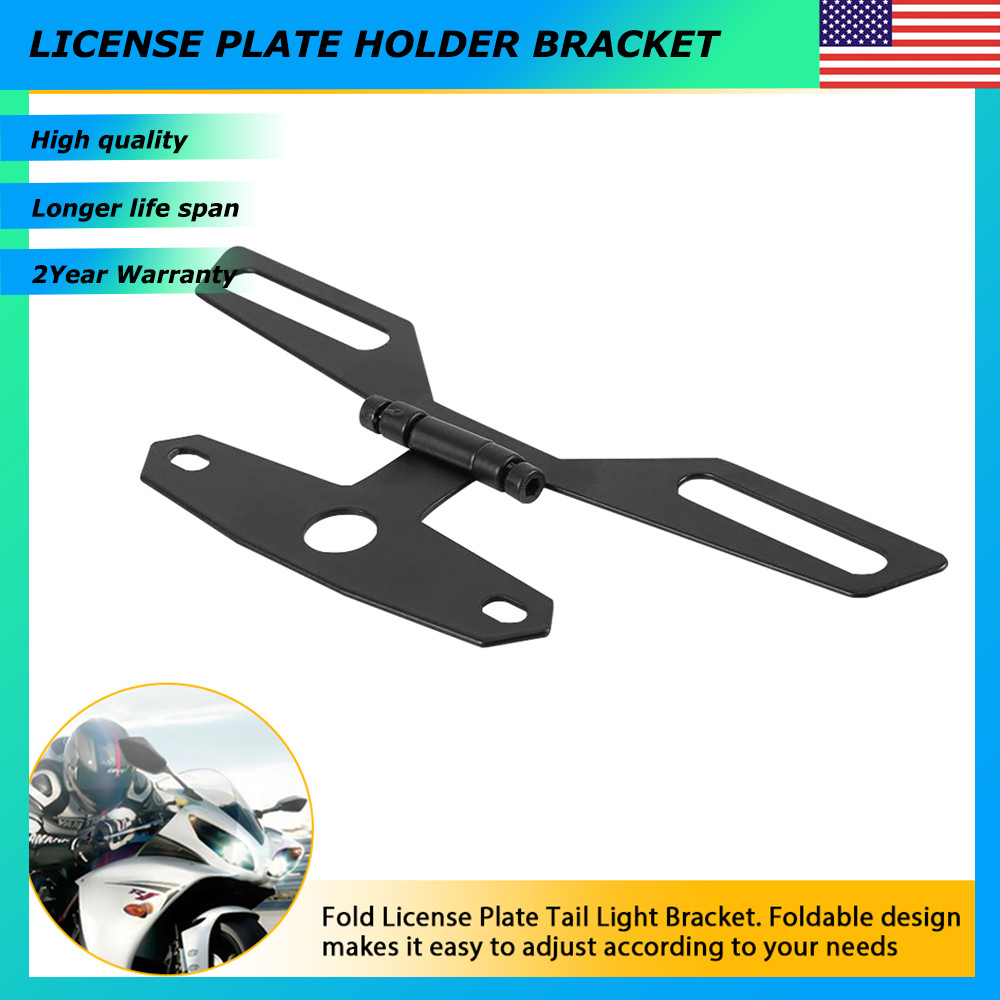 Motorcycle Folding License Plate Bracket Rear Tail Light Holder Mount Universal