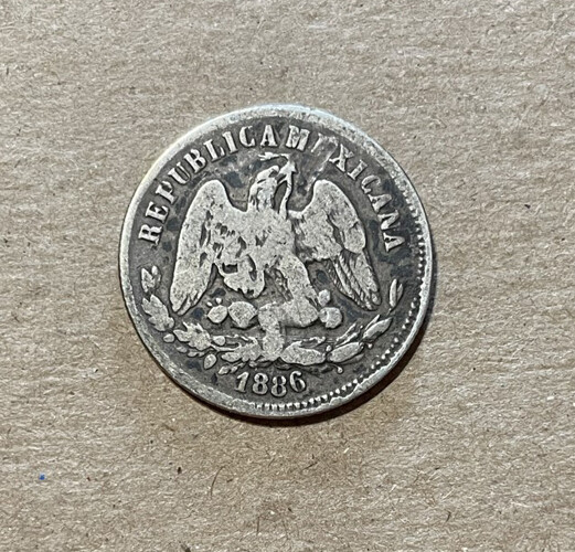Mexico - 1886 GoR Silver 25 Centavos