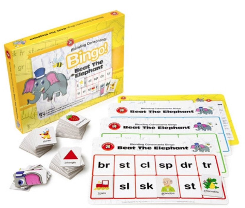 Beat The Elephant Blending Consonants Bingo, by Learning Can Be Fun