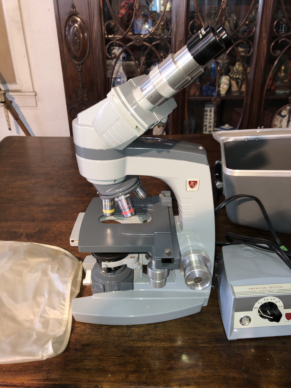 Vintage Microscope American Optical Spencer In Hard Case