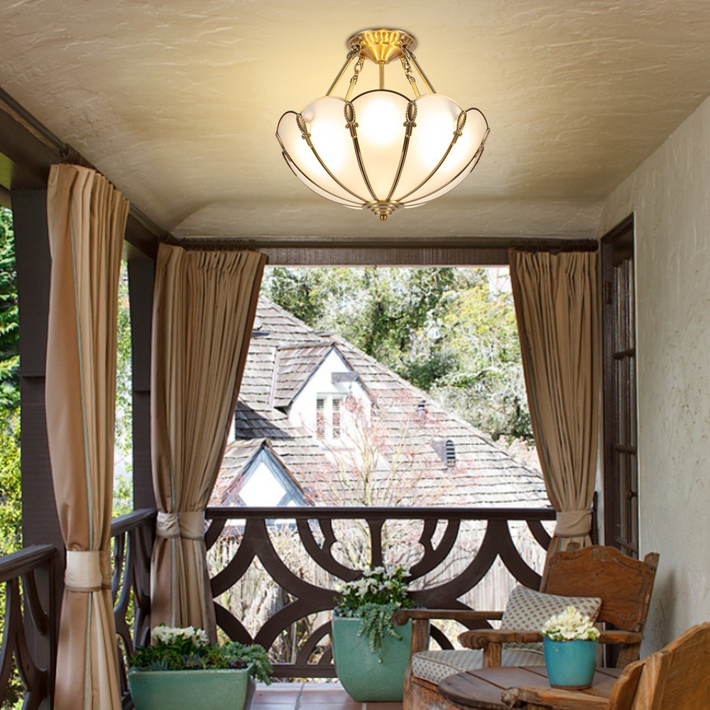Ceiling Light Glass Ceiling Light Vintage Round Ceiling Light Fixture 60W