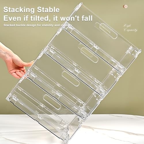 2-Pack Foldable Plastic Baskets, Stackable 2 pack (Small: 8.07"x 6.1" x 3.74")