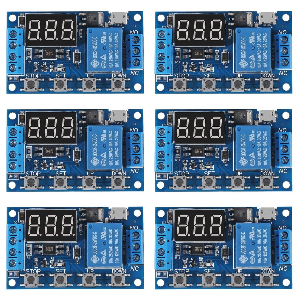 JUZITAO 6pcs DC 6-30V Timer Relay Programmable Delay Module Cycle Blue