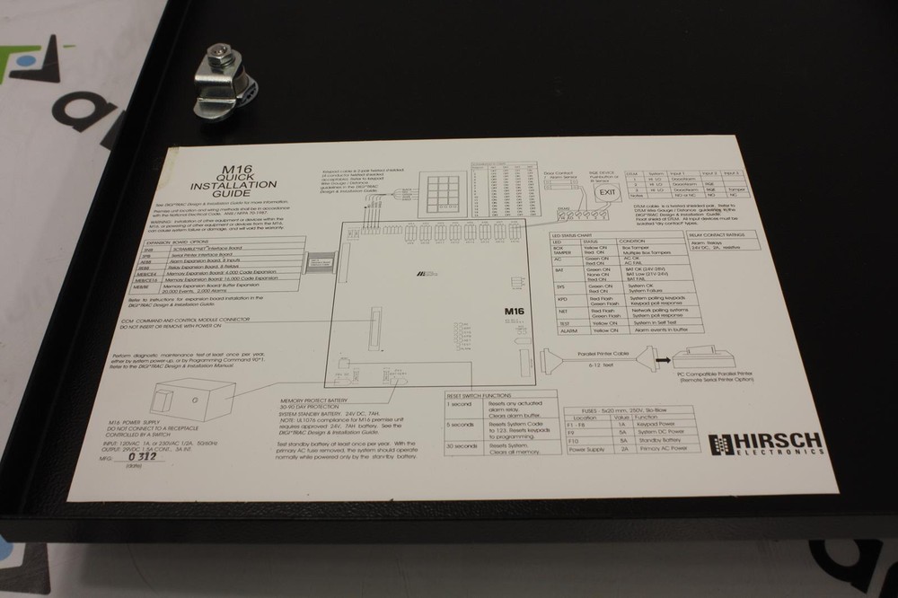 1x M16N2 by Hirsch DIGI TRAC MODEL 16N2 Access Control 16 Input Board