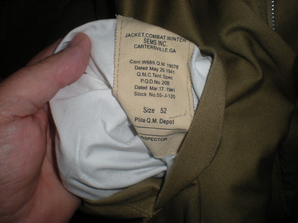 WW2 Armor/Tanker Jacket 2nd Pattern Size 52 REPLICA SEMS WINTER COMBAT JACKET