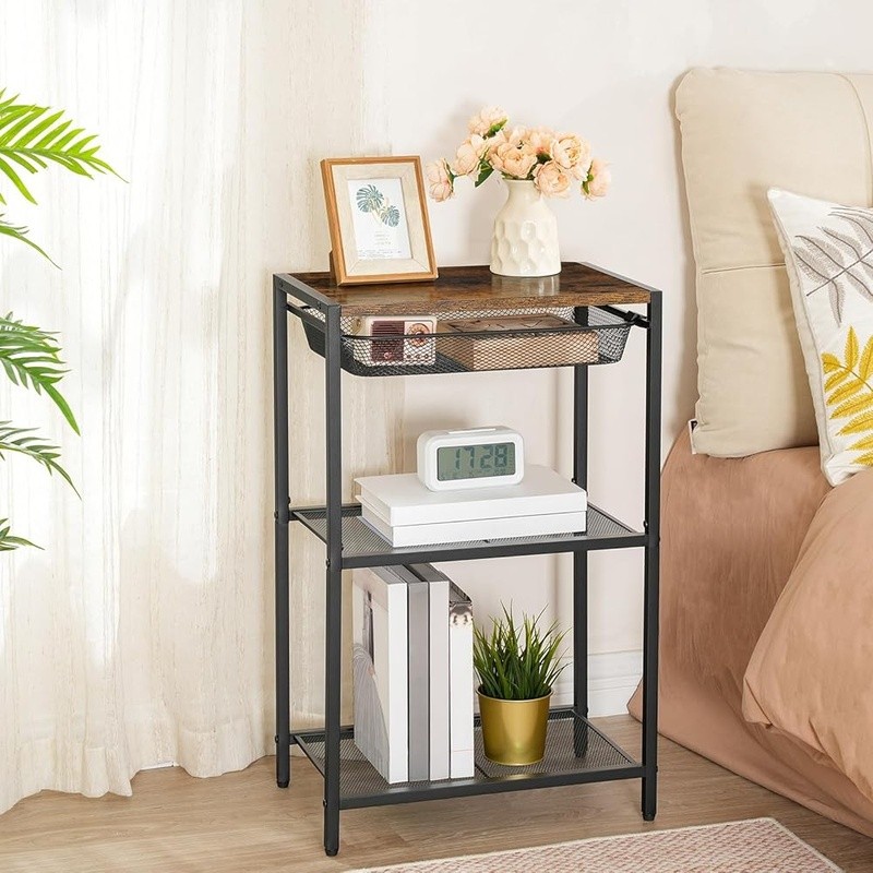 Multi-Layer Telephone Table with Storage Shelves - End Table Organizer