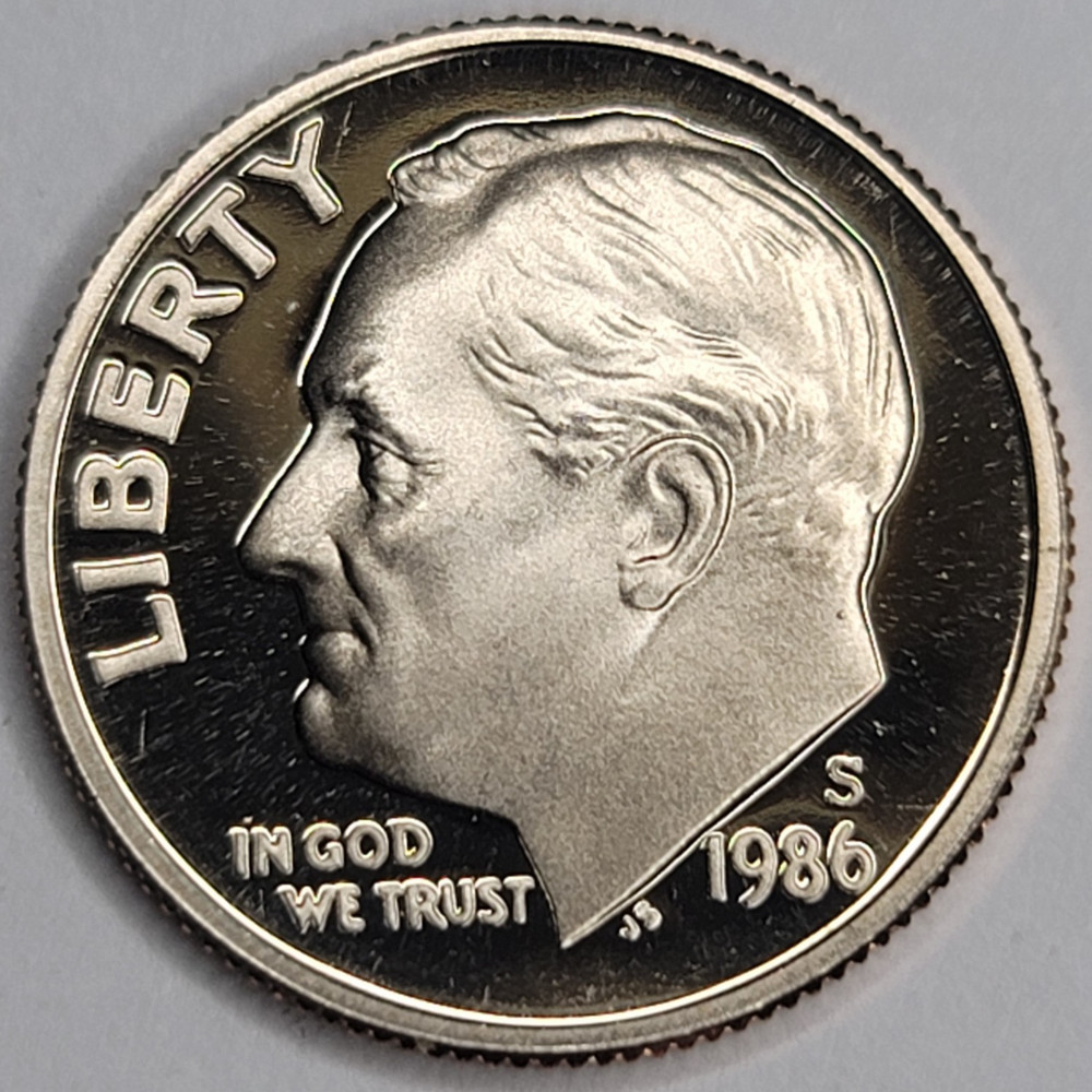 1986 S GEM PROOF DCAM ROOSEVELT DIME