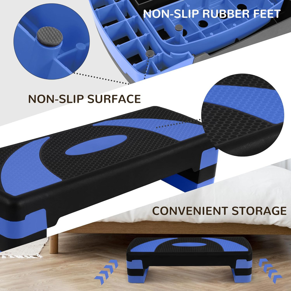 Aerobic Step Platform Trainer with Adjustable 3-Level Risers, 400 Pound Weight C