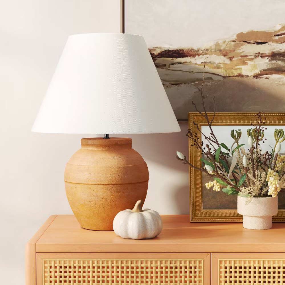 21.25"x17" Large Ceramic Table Lamp Terracotta - Threshold