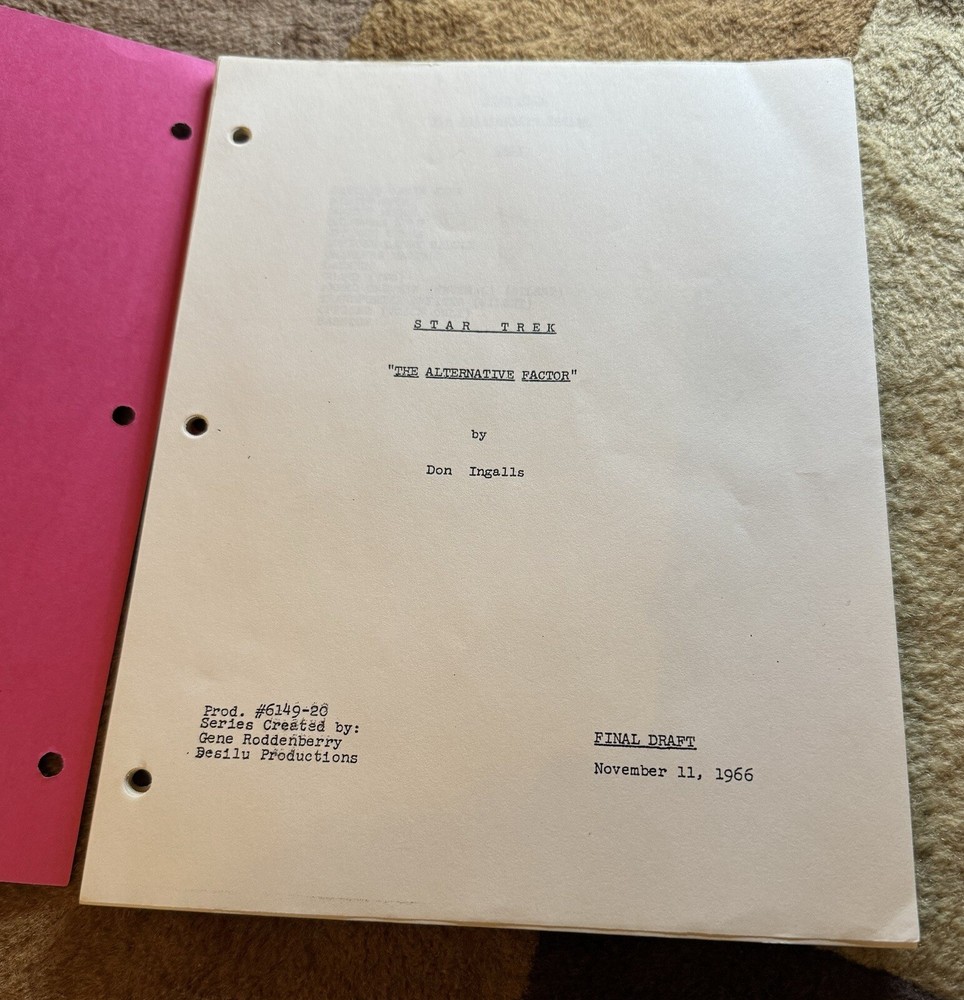 Star Trek TOS Script "The Alternative Factor" Final Script Prod #6149-20