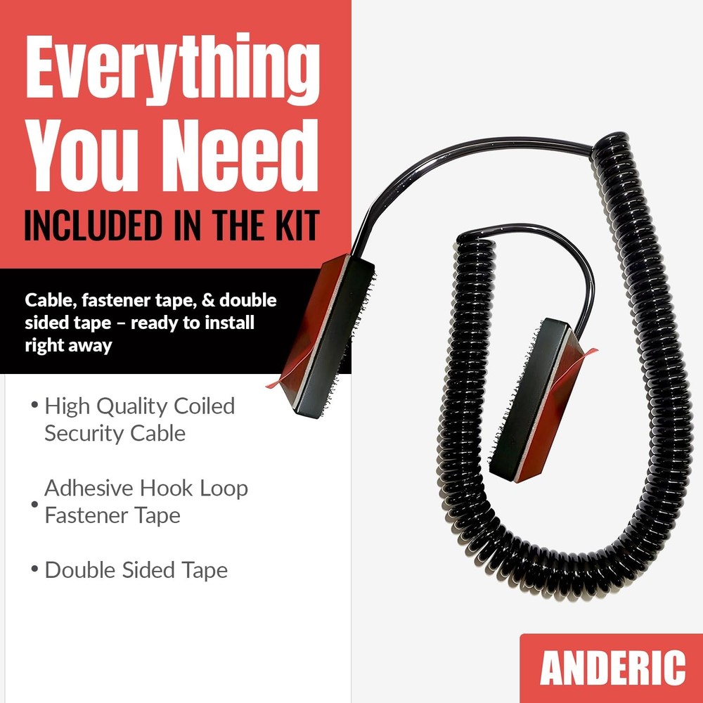 Universal Coiled Security Cable Bulk Pricing Available - Remote 1 Pack, Black