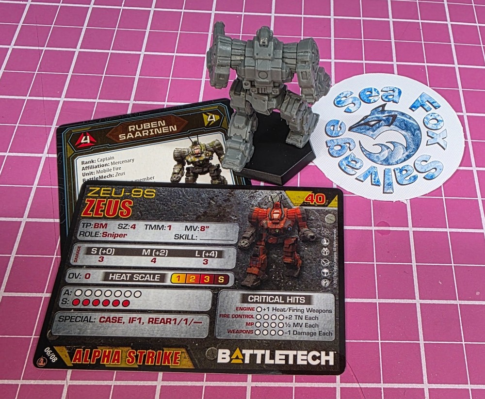 BattleTech Zeus Mech -- Inner Sphere Fire Lance + Cards