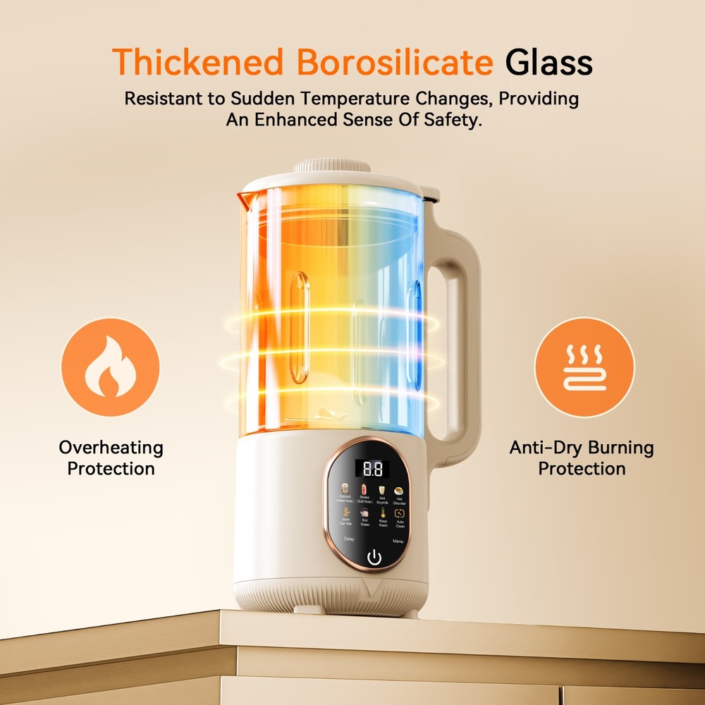 50oz Nut Milk Maker Automatic Soy Milk Machine Delay Start Keep Warm Auto Clear