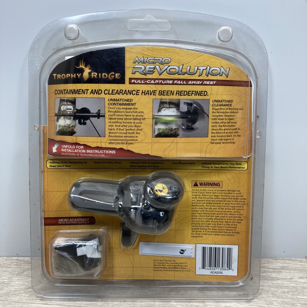 Trophy Ridge Archery Micro Revolution Full-Capture Fall Away Rest LEFT Hand NOS