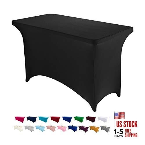 4FT Spandex Table Cover Rectangular Stretch 48" x 30" (Rectangular) Black