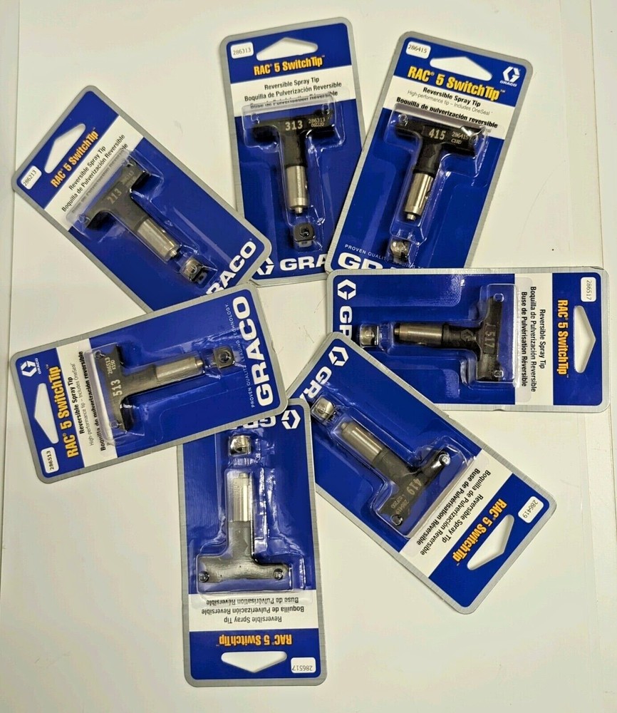 GRACO RAC V 5 SWITCH REVERSE PAINT REVERSIBLE SPRAY TIP USA MULTIPLE SIZES 286