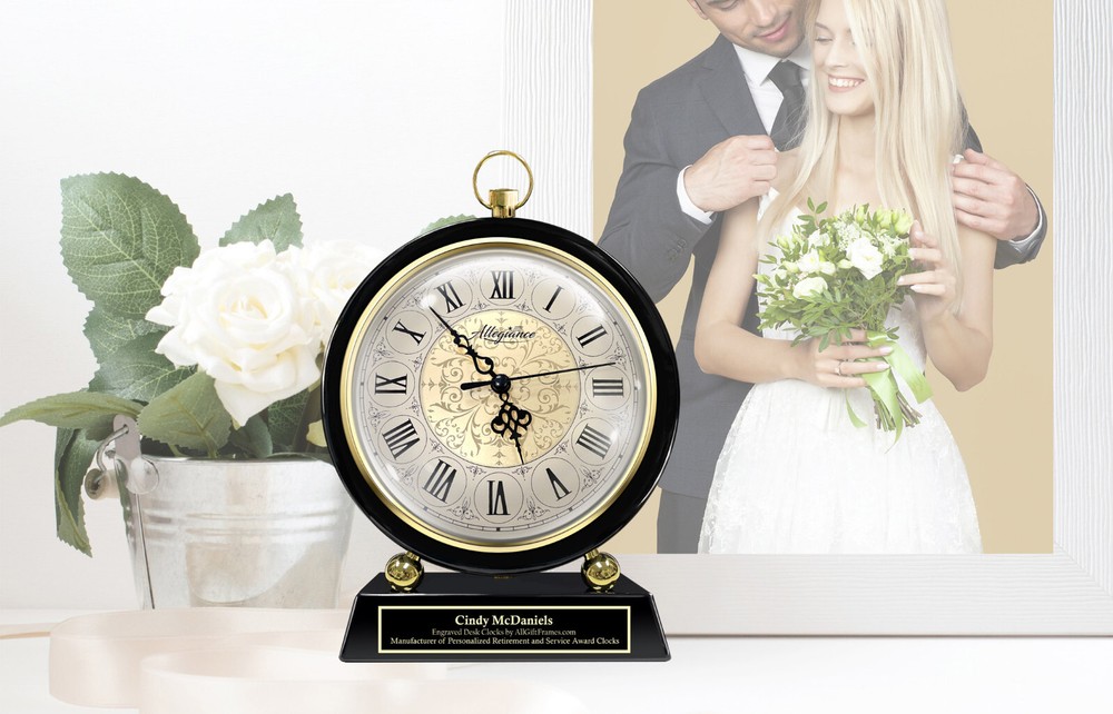 Engrave Clock Table Luxury Personalized Gift Anniversary Mantel Wedding Employee