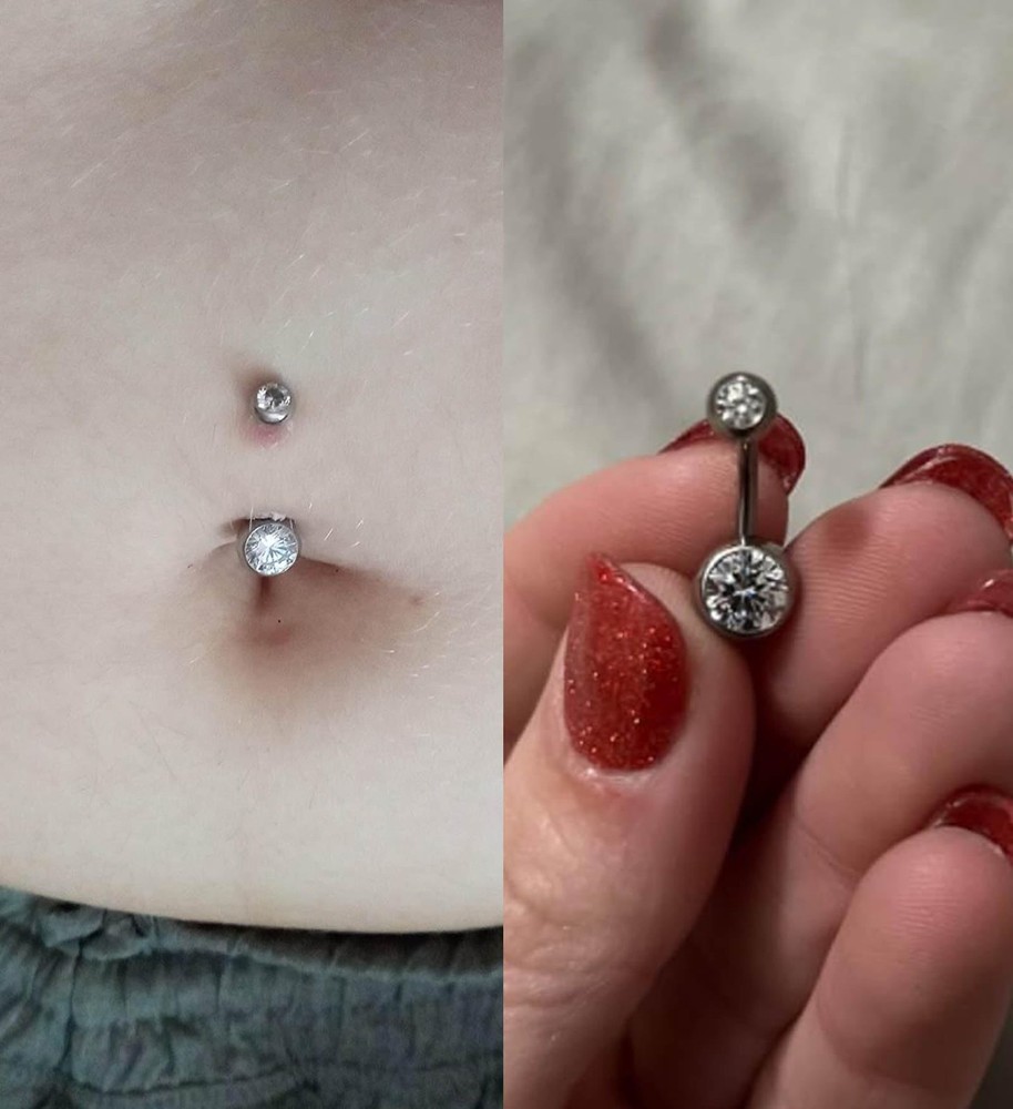 QWALIT Belly Button Piercing Gun Kit - Silver Navel A1-round CZ-Silver