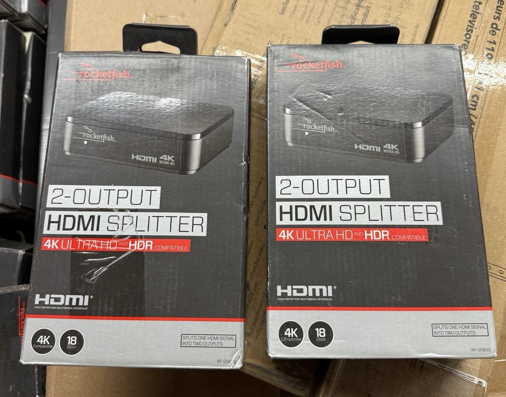 2 PACK Rocketfish RF-G1603 2 Output HDMI Splitter Black HM-ROC