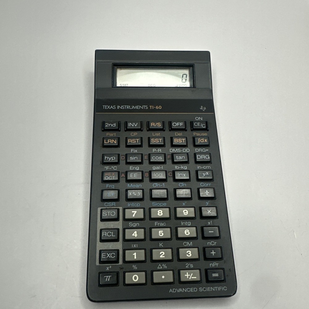 Texas Instruments TI-60 Sci/Prog Calculator Made in ITALY W/ Battery, Case