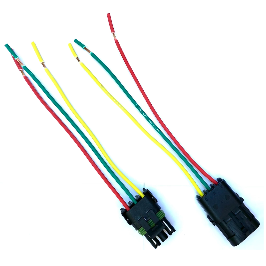 14 AWG Assembled Delphi Weather Pack 3 Pin Sealed Connector Kit. 6" wire