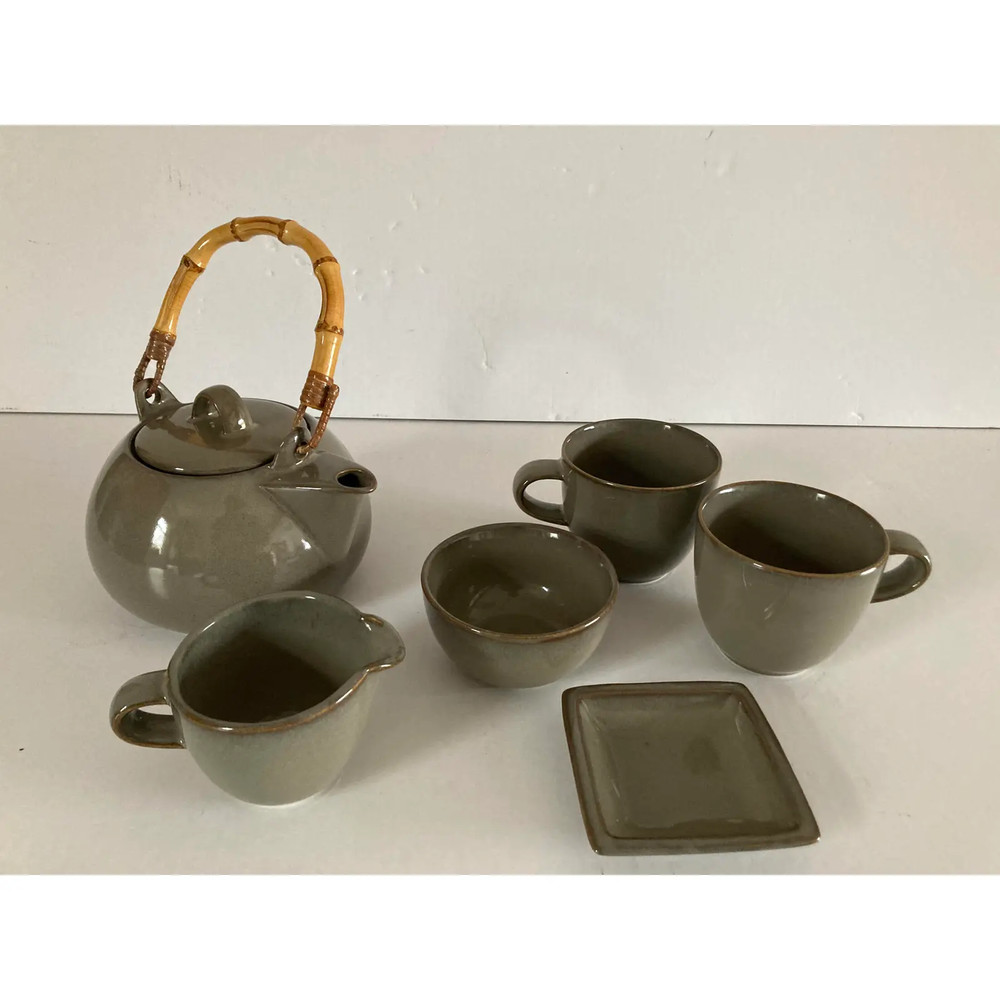 Forelife Ceramic Deep Moss Green 6 Pieces Tea Set