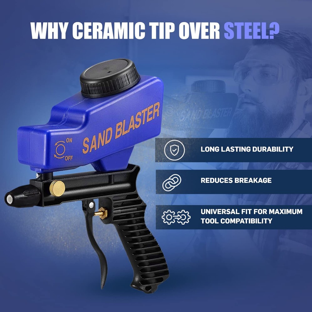 LE LEMATEC Sandblaster Gun Kit, Includes NPT Connector, Ceramic Blasting Tips...