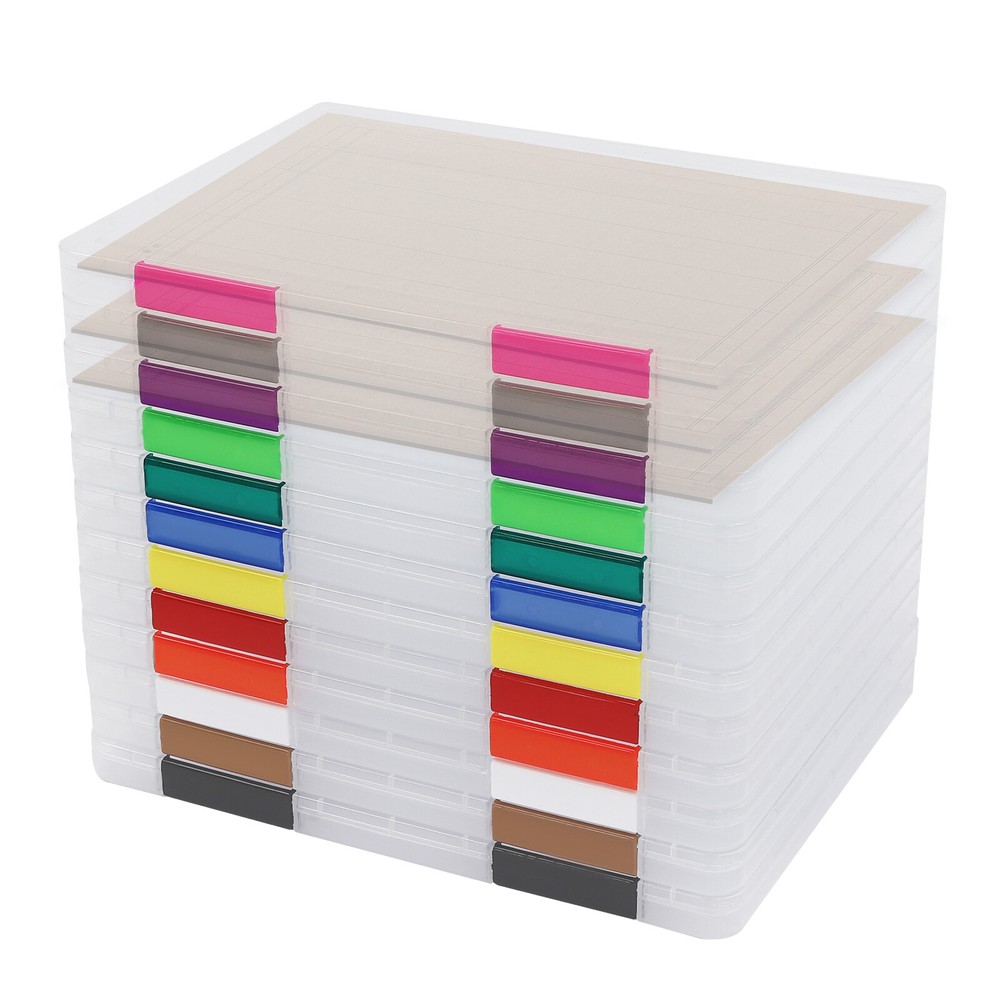 12Pcs Clear File Boxes Magazines Photos Holders Plastic Document Storage Cases
