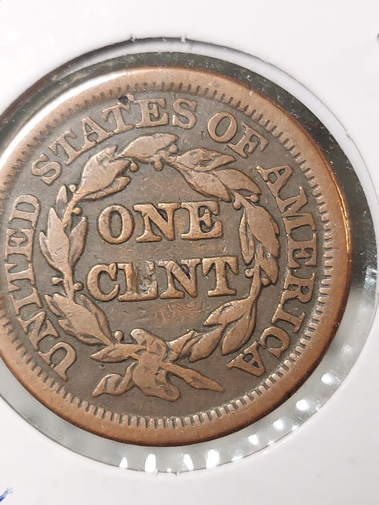 👉1848 -ERROR s Braided Hair Large Cent - 1¢ D/105