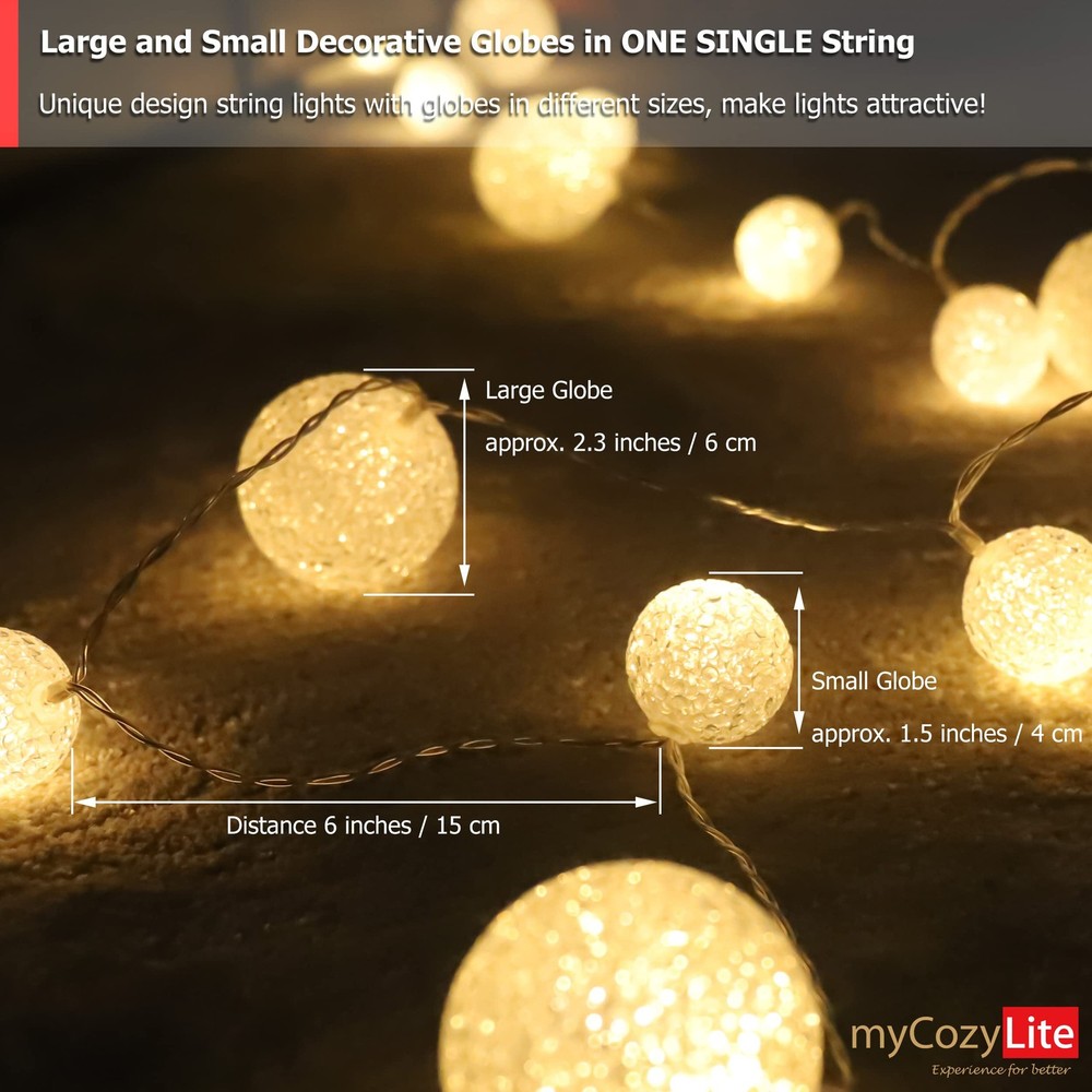 Best LED Globe String Lights Plug in Blinking 20 Warm White Balls with Timer for