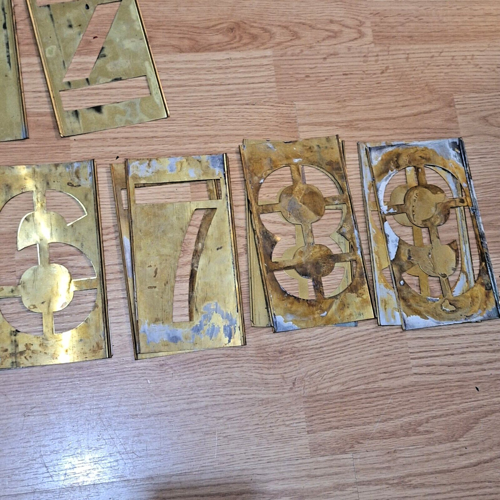 Brass Letters and Numbers Interlocking Stencils Multiple Sets of Varying Sizes