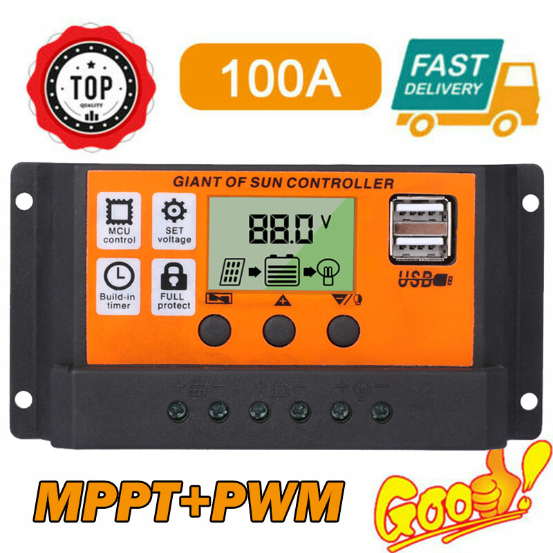 100A Solar Charge Controller Solar Panel Battery 12V/24V Timer Setting MPPT Auto