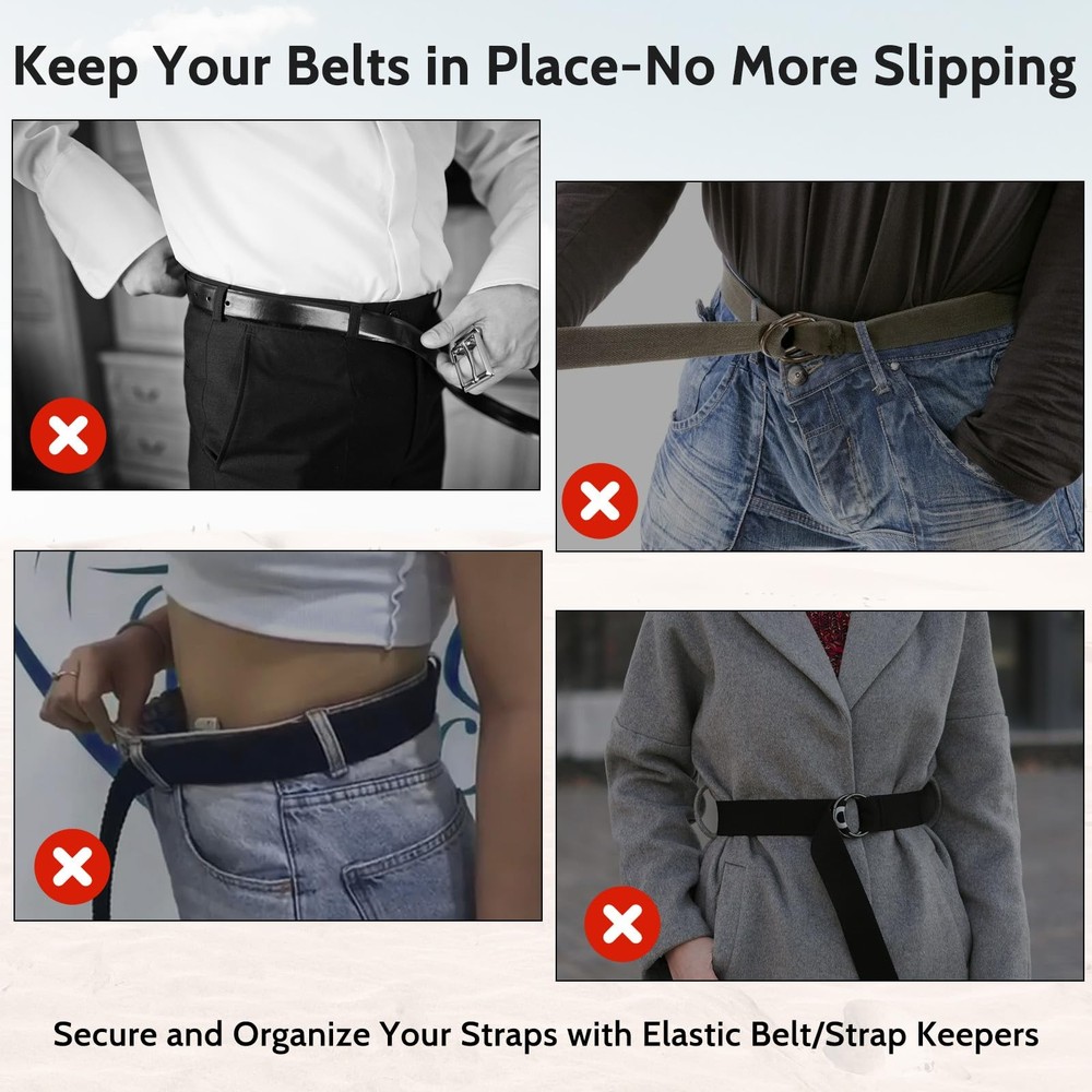 10 Pack Elastic Belt Keeper Strap, Nylon Canvas Web Belt Elastic Loop Keeper,...