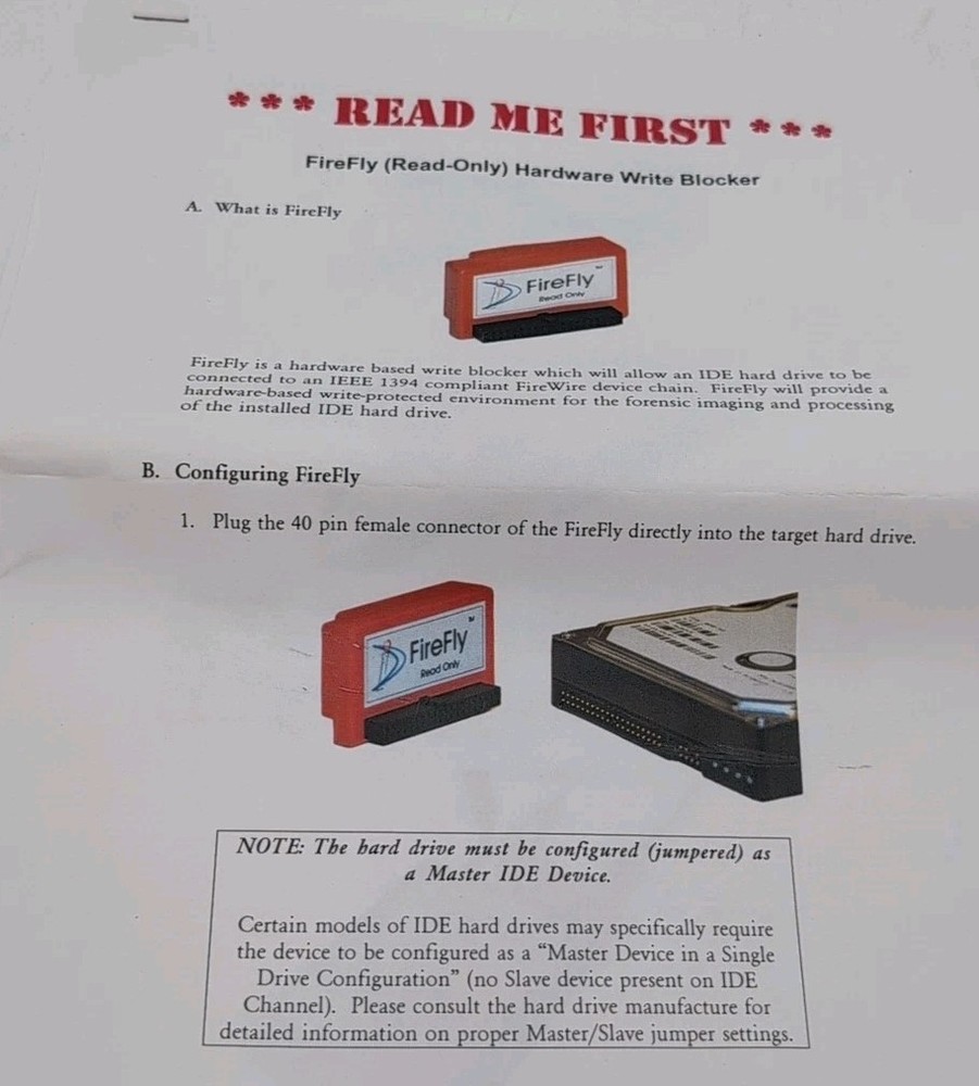 Tableau FireFly Read Only Hardware Write Blocker 6 Pin NEW Digital Intelligence