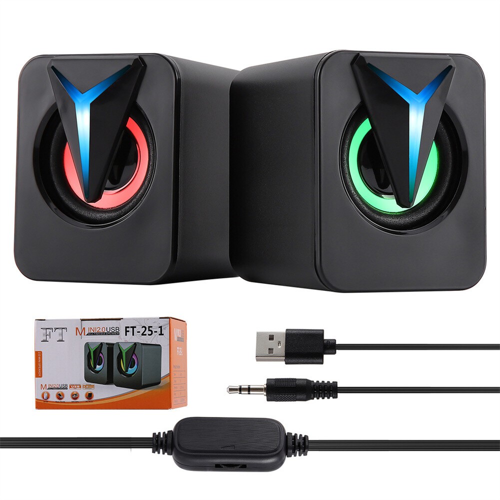 RGB LED Active Mini Computer Speakers USB Powered Stereo for PC Laptop Mac