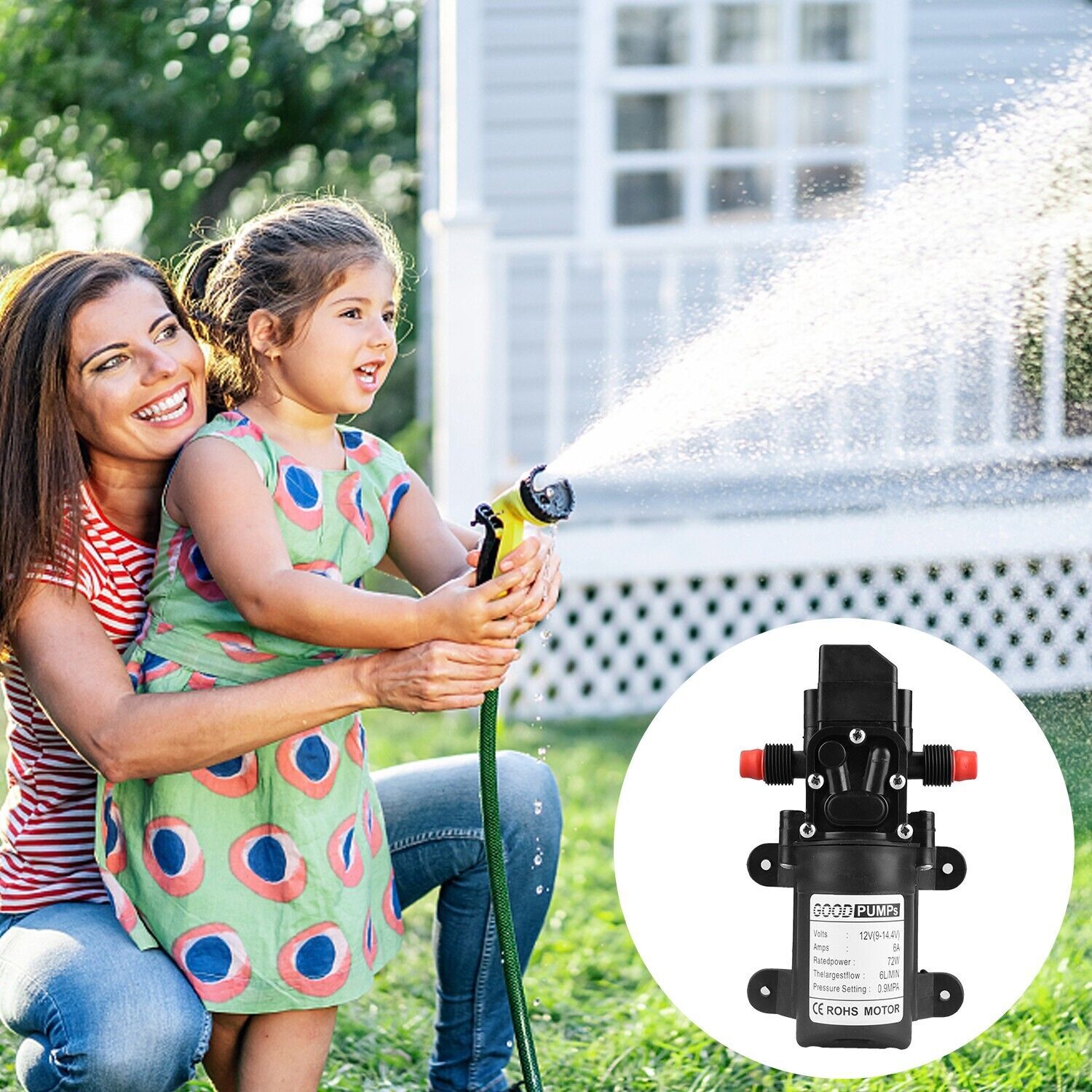 12V 130PSI High Pressure Self-Priming Diaphragm Water Pump