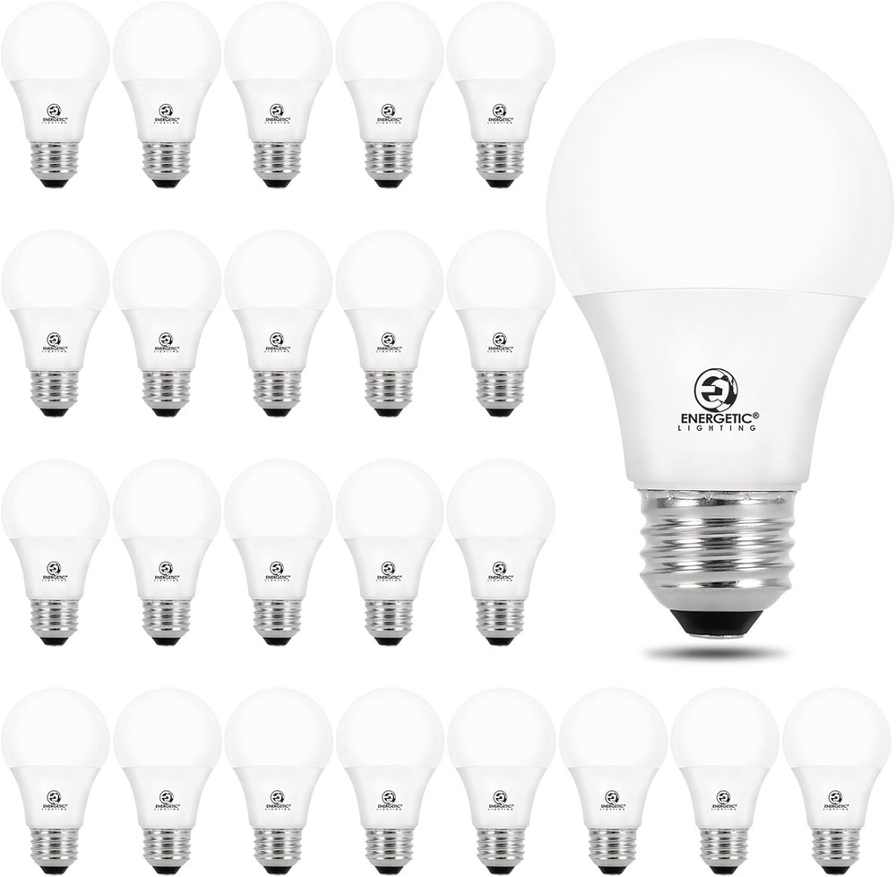 Energetic 24-Pack A19 LED Light Bulb, 60 Watt Equivalent, Daylight 5000K, E26...