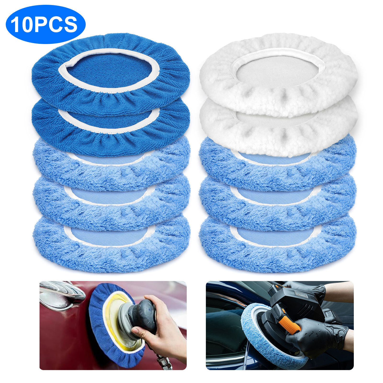 10Pcs 10 Inch Polishing Pads Waxing Foam Buffing Kit for Car Glass Polisher Tool