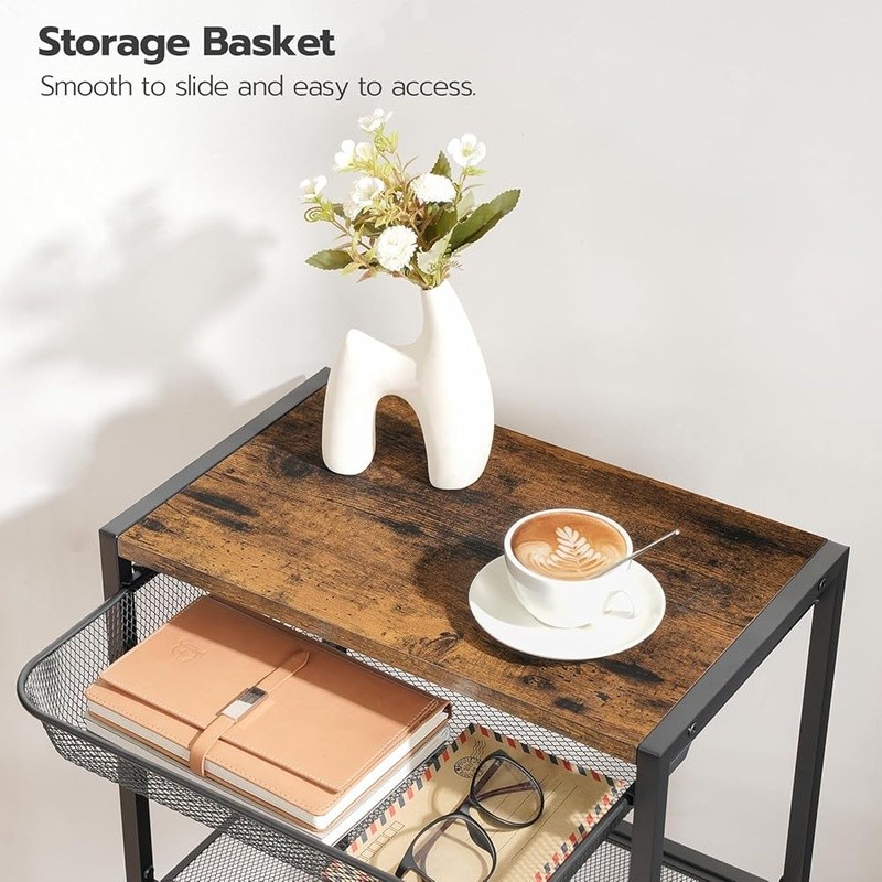 Multi-Layer Telephone Table with Storage Shelves - End Table Organizer