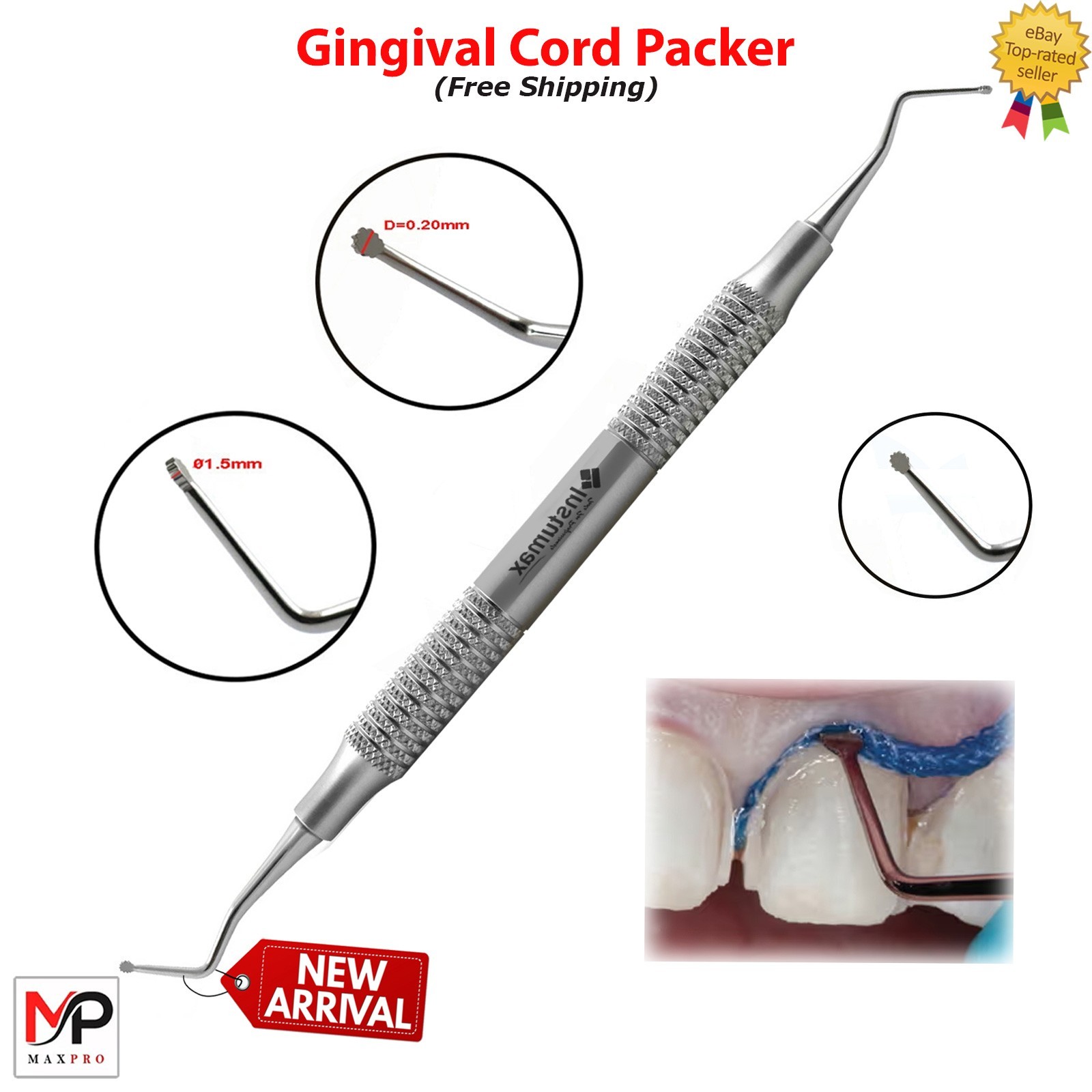 5 PCs Dental Cord Packer Small Tip Gingival Atraumatic Retraction Instruments
