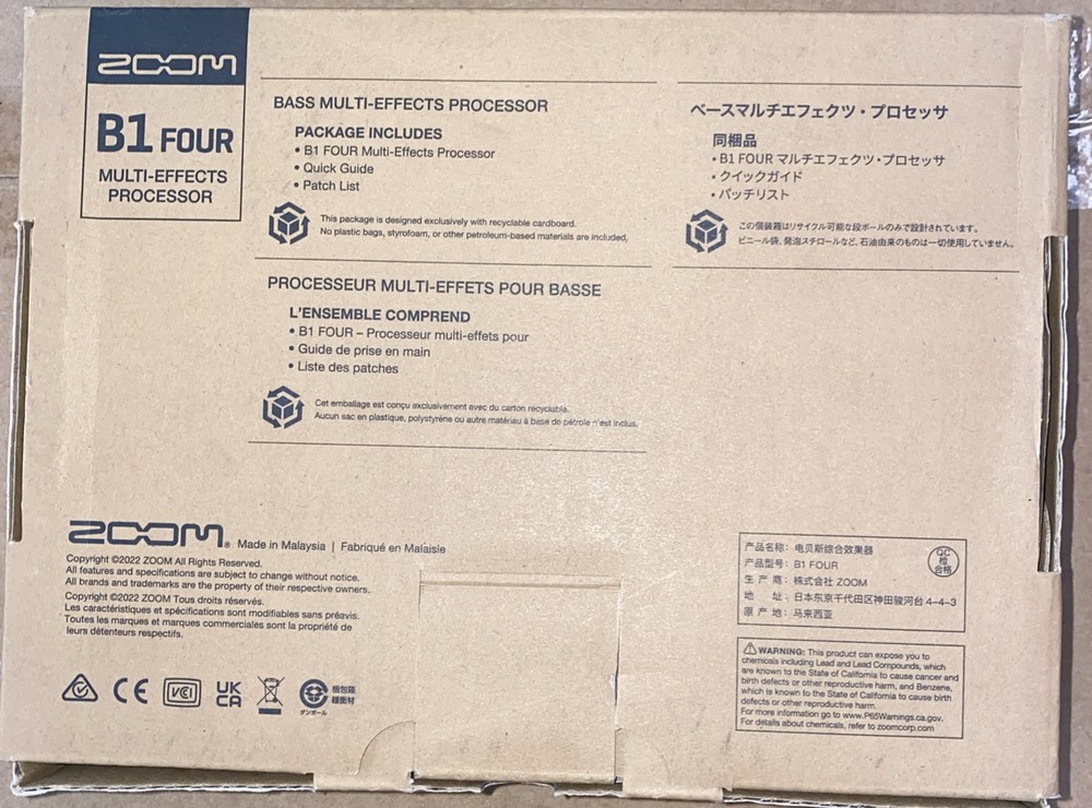 Zoom B1 FOUR Bass Multi-effects Processor