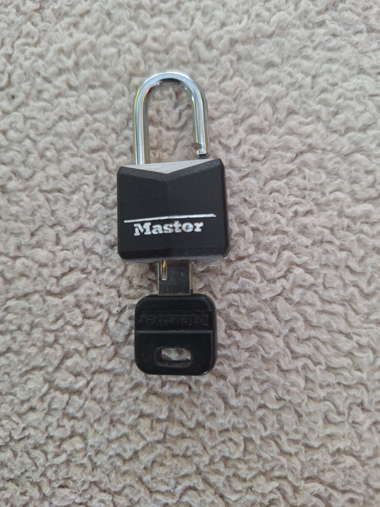 Master Lock Black Covered Solid Body Padlock, 1-1/2" Shackle, 1-9/16"