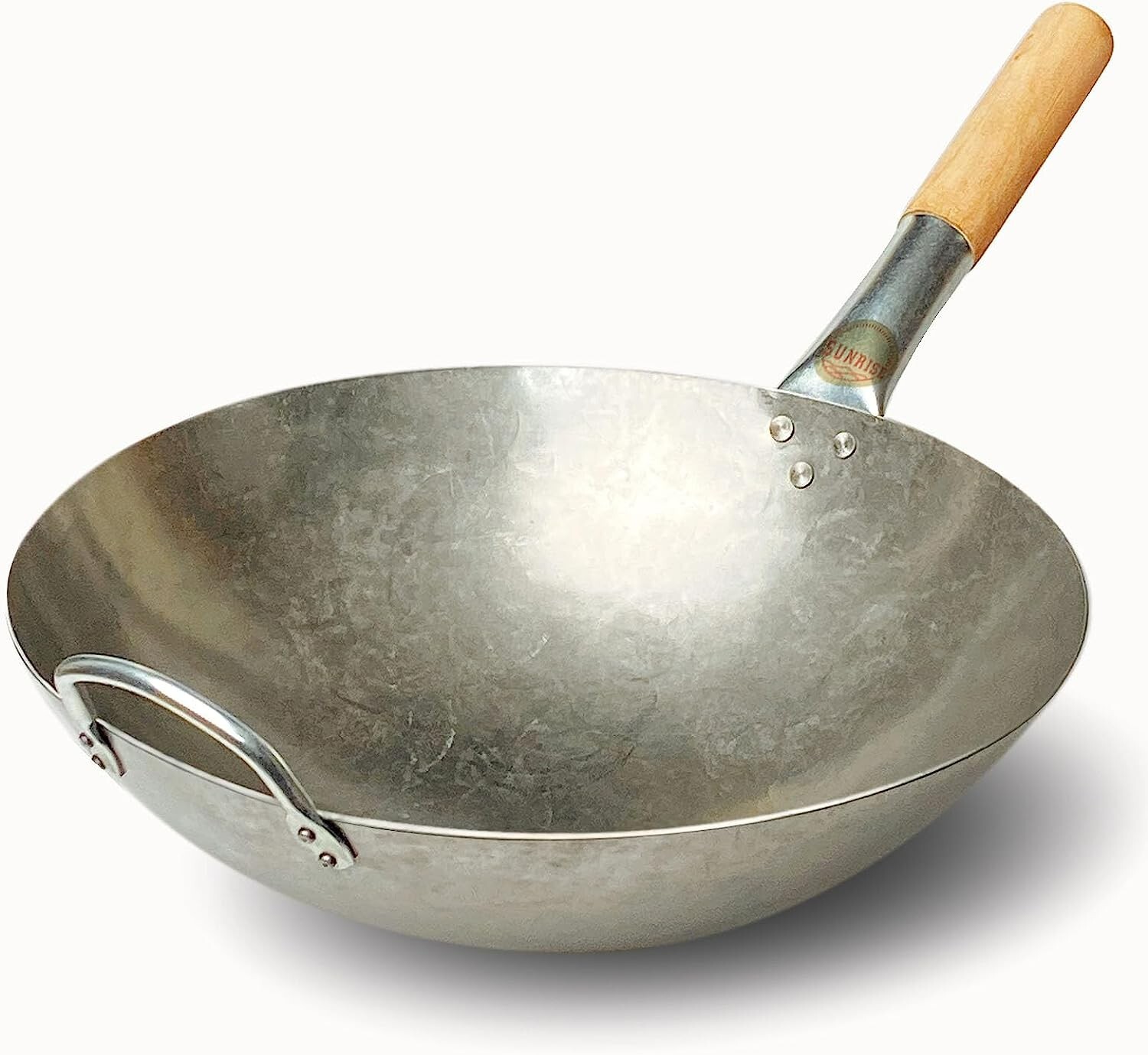 1.8 mm Thickness Heavy Duty Hand Hammered Carbon Steel Wok 14 inch, Round Bottom