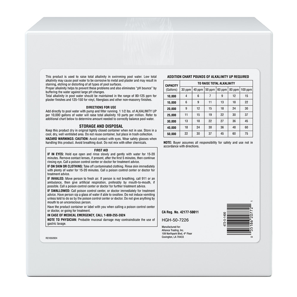 Pool Season Alkalinity Up - 25 lb pouch Alkalinity Increaser PH Balancer