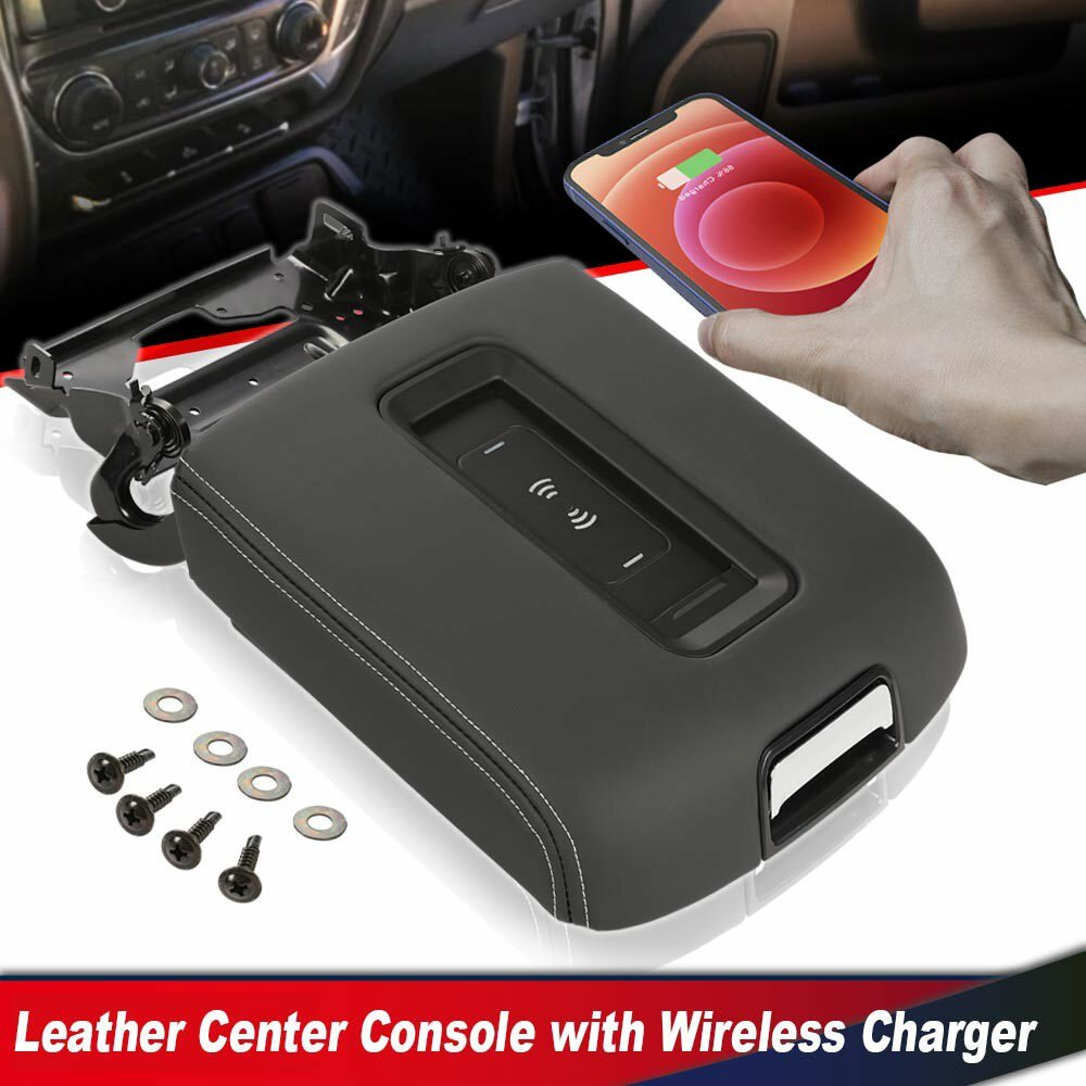 Center Console Armrest Lid W/wireless Charger Fit For 15-20 Tahoe Yukon Suburban