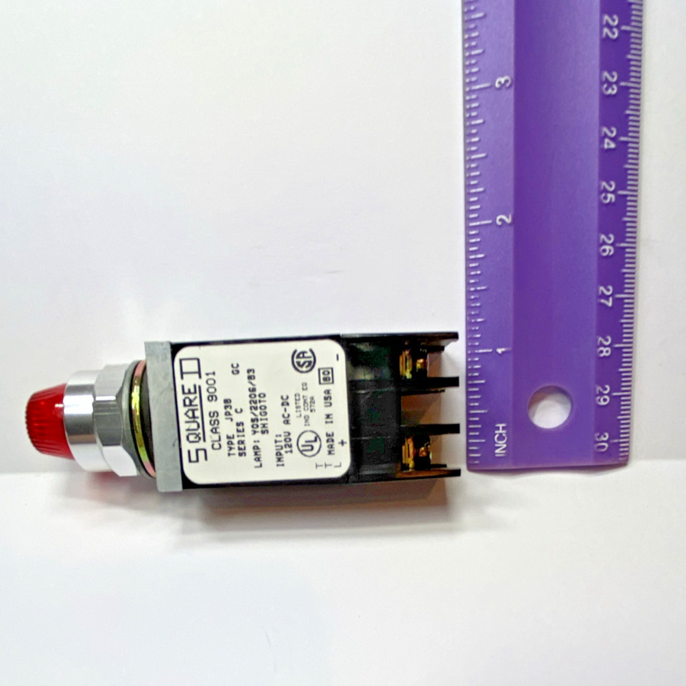 Square D Class 9001 Type JP38 Series C Panel Indicator Lamp Red 120V AC-DC
